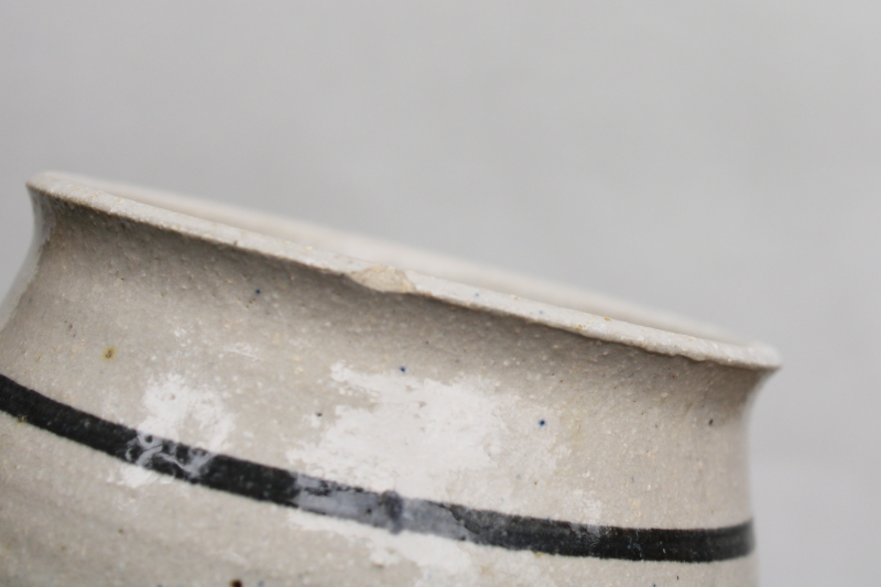 photo of french country style stoneware butter bell crock jar, hand painted artist signed pottery  #4