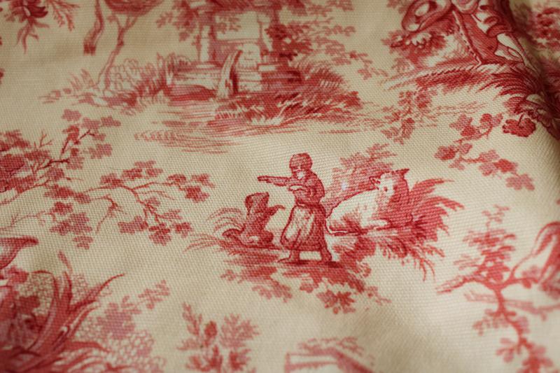 photo of french country style toile print fabric, Waverly Inspirations cotton duck washed linen weave #5
