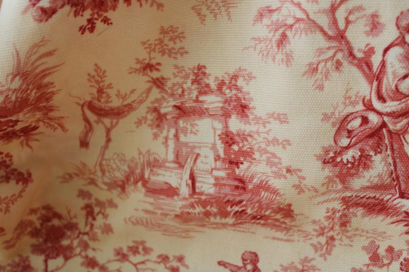 photo of french country style toile print fabric, Waverly Inspirations cotton duck washed linen weave #7