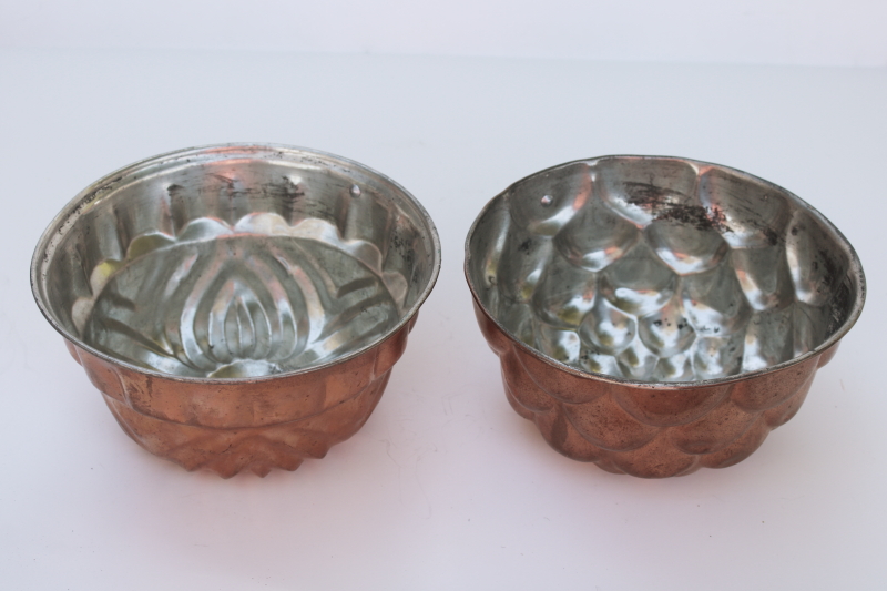 photo of french country style vintage copper molds or bundt pans, fluted round flower shapes  #10