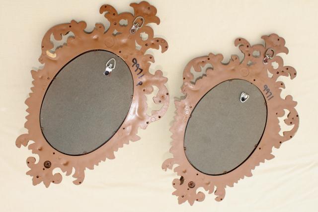 photo of french country style vintage gold rococo mirror frame candle sconces pair #10