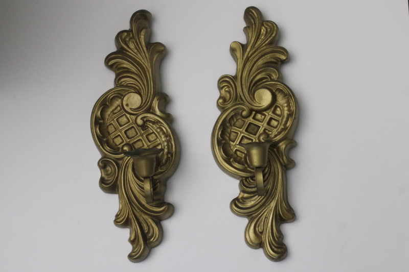 photo of french country vintage ornate gold sconces, lightweight easy to hang wall art candle holders  #1