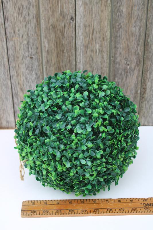 photo of french farmhouse decor green boxwood topiary ball, vintage plastic greenery #1