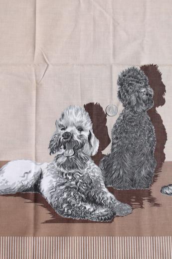 photo of french poodle print cotton fabric, mid-century vintage border print fabric #2