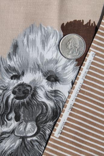 photo of french poodle print cotton fabric, mid-century vintage border print fabric #3