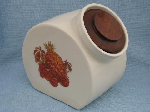 photo of fruit festival pattern vintage McCoy pottery cookie jar kitchen canister #1