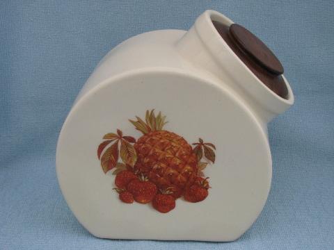 photo of fruit festival pattern vintage McCoy pottery cookie jar kitchen canister #2