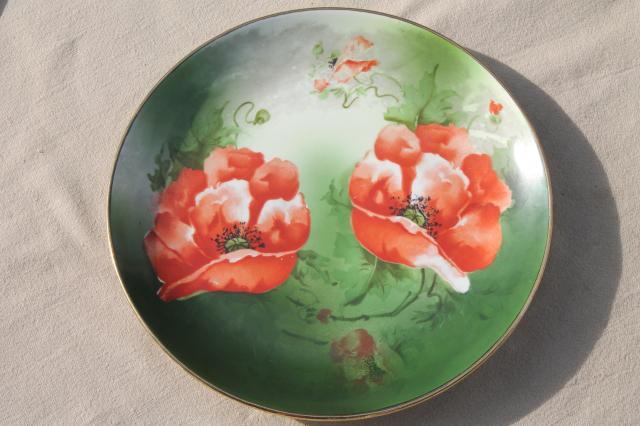 photo of fruit & floral hand painted china plates, mismatched antique vintage dishes #3