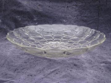 catalog photo of fruit intaglio pattern, vintage Constellation pressed glass large low bowl