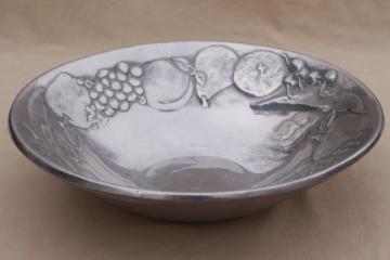 catalog photo of fruit pattern RWP Wilton Armetale serving / salad bowl, vintage pewter