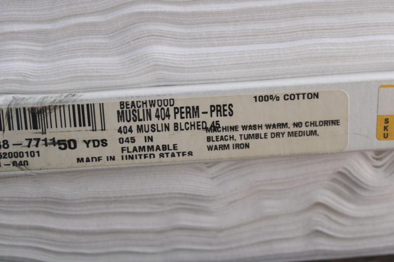 photo of full bolt 50 yards vintage pure white muslin fabric, wrinkle resistant crisp soft all cotton #4