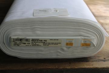 catalog photo of full bolt 50 yards vintage pure white muslin fabric, wrinkle resistant crisp soft all cotton 