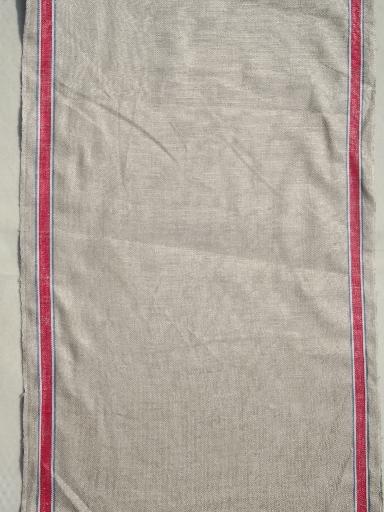 photo of full bolt vintage natural flax linen towel / runner fabric, red & blue stripe  #2