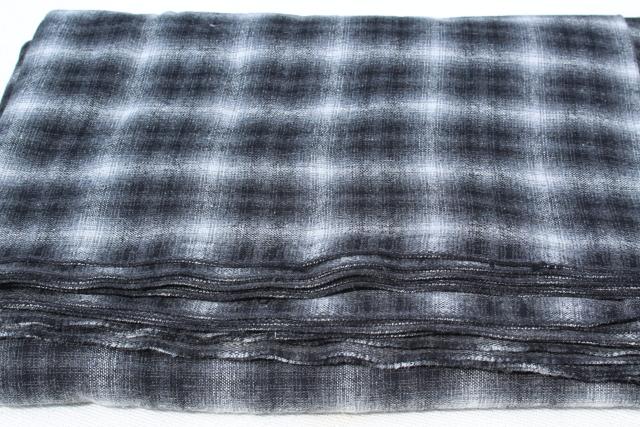 photo of full bolt vintage wool fabric, heavy plaid blanket / work shirt fabric grey & black #1