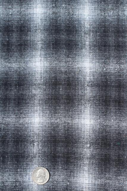 photo of full bolt vintage wool fabric, heavy plaid blanket / work shirt fabric grey & black #2