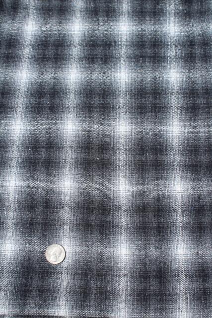 photo of full bolt vintage wool fabric, heavy plaid blanket / work shirt fabric grey & black #4