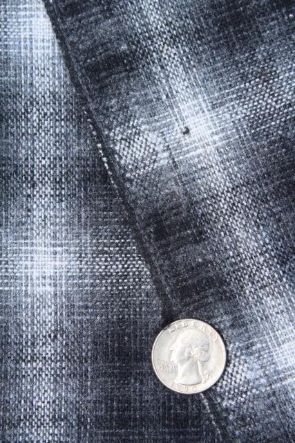 photo of full bolt vintage wool fabric, heavy plaid blanket / work shirt fabric grey & black #5