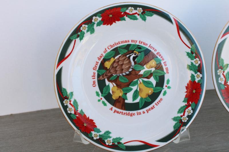 photo of full set 12 Days of Christmas plates, vintage Tienshan china Deck the Halls #2