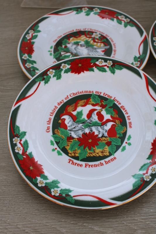 photo of full set 12 Days of Christmas plates, vintage Tienshan china Deck the Halls #3