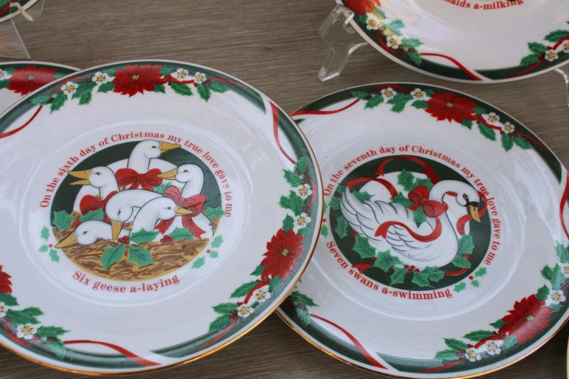 photo of full set 12 Days of Christmas plates, vintage Tienshan china Deck the Halls #5