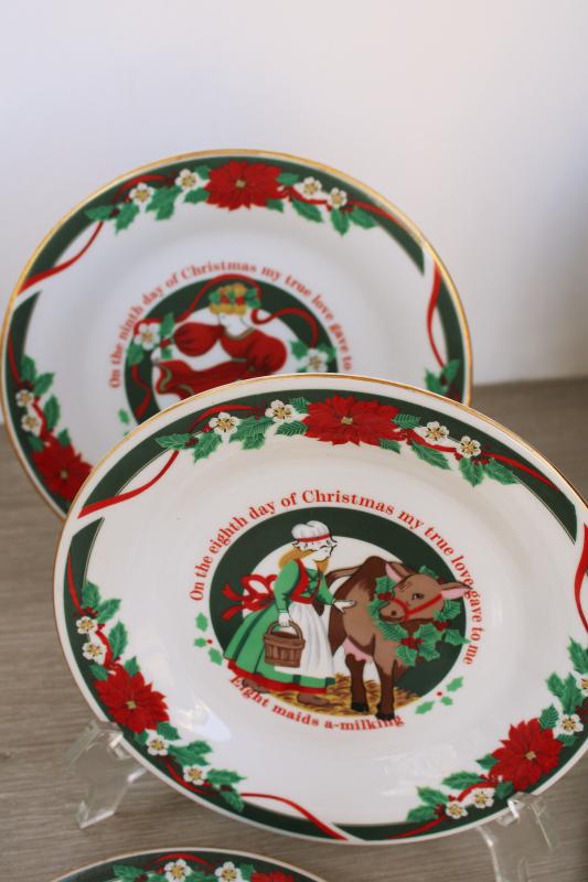 photo of full set 12 Days of Christmas plates, vintage Tienshan china Deck the Halls #6