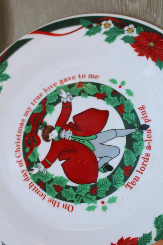 photo of full set 12 Days of Christmas plates, vintage Tienshan china Deck the Halls #7