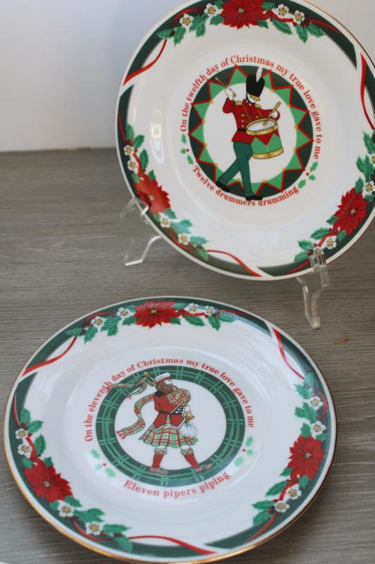 photo of full set 12 Days of Christmas plates, vintage Tienshan china Deck the Halls #8