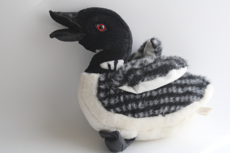 photo of fuzzy plush loon, realistic toy bird stuffed animal #1