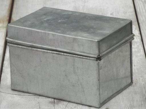 photo of galvanized zinc file box, vintage industrial style card files box #1