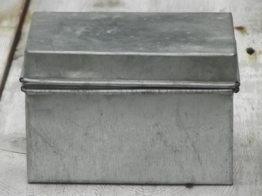 photo of galvanized zinc file box, vintage industrial style card files box #2