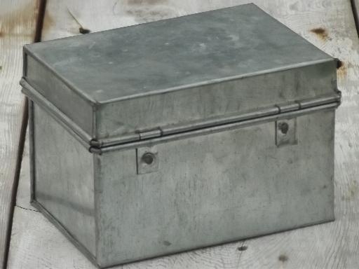 photo of galvanized zinc file box, vintage industrial style card files box #4