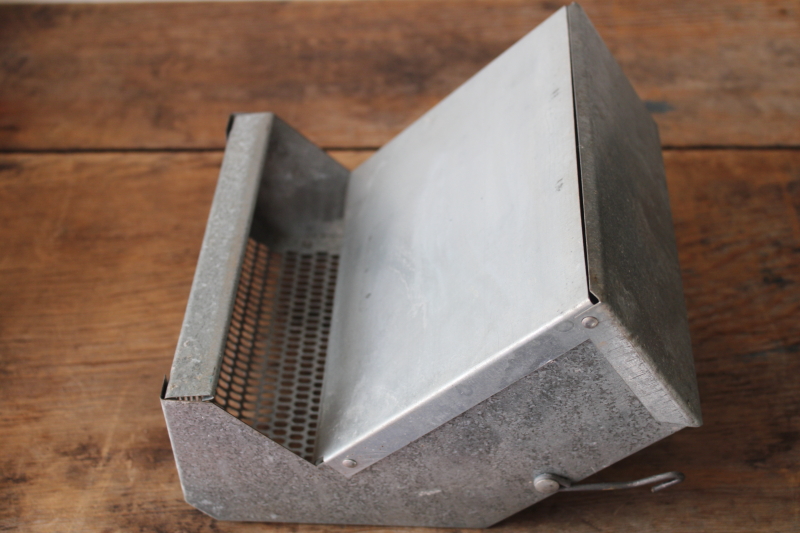 photo of galvanized zinc metal bunny feeder rabbit pellets grain bin wall mount box, primitive rustic farmhouse decor  #6