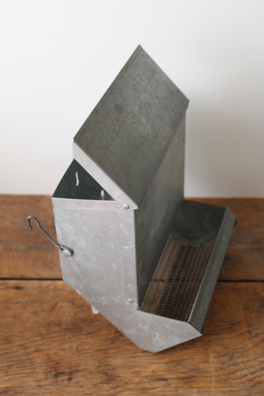 photo of galvanized zinc metal bunny feeder rabbit pellets grain bin wall mount box, primitive rustic farmhouse decor  #8