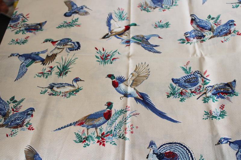 photo of game birds wild bird motifs vintage cotton print fabric for craft appliques #1