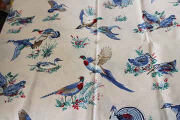 catalog photo of game birds wild bird motifs vintage cotton print fabric for craft appliques