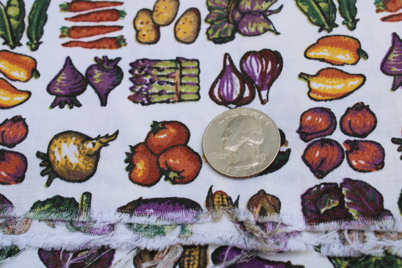 photo of garden vegetables printed cotton fabric, quilting weight tiny print homestead farm country  #3