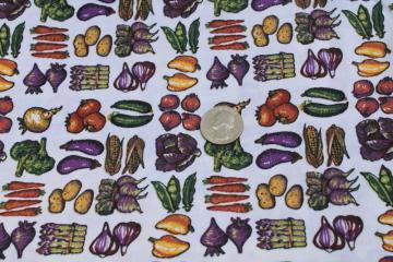 catalog photo of garden vegetables printed cotton fabric, quilting weight tiny print homestead farm country 