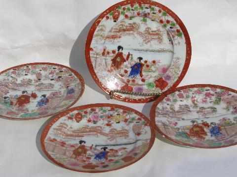 photo of geisha girl china, vintage hand-painted Japan porcelain plates, cup & saucer sets #2