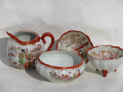 photo of geisha girl china, vintage hand-painted Japan porcelain plates, cup & saucer sets #4