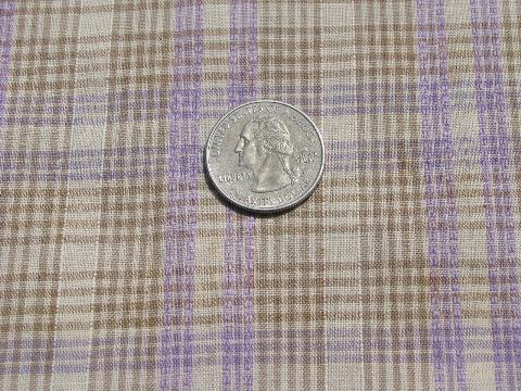 photo of genuine old homespun, antique woven lavender plaid work shirting fabric #1