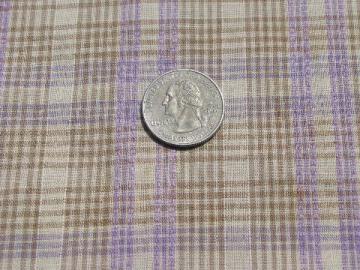 catalog photo of genuine old homespun, antique woven lavender plaid work shirting fabric