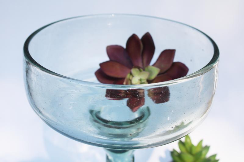 photo of giant oversized margarita glass, green recycled hand blown glass cocktail bar decor #2