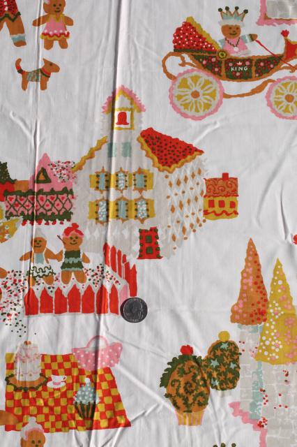 photo of gingerbread fairy tale candyland print, Kandy Kingdom vintage Everglaze cotton chintz fabric #2