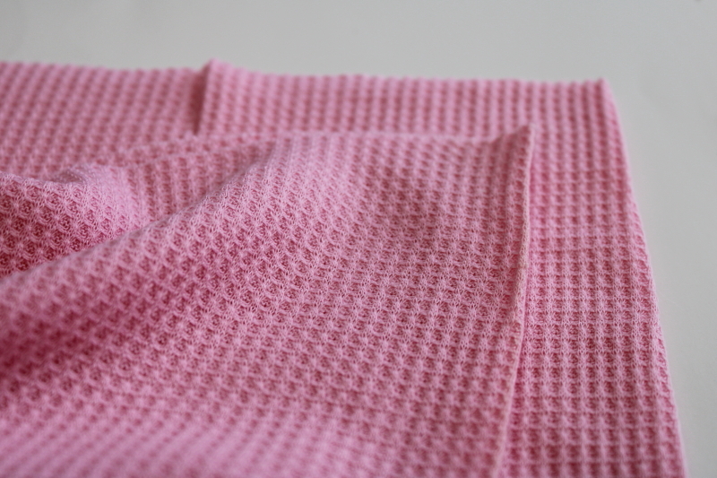 photo of girly pink poly knit thermal fabric w/ waffle texture for retro tshirts, 1990s vintage #2