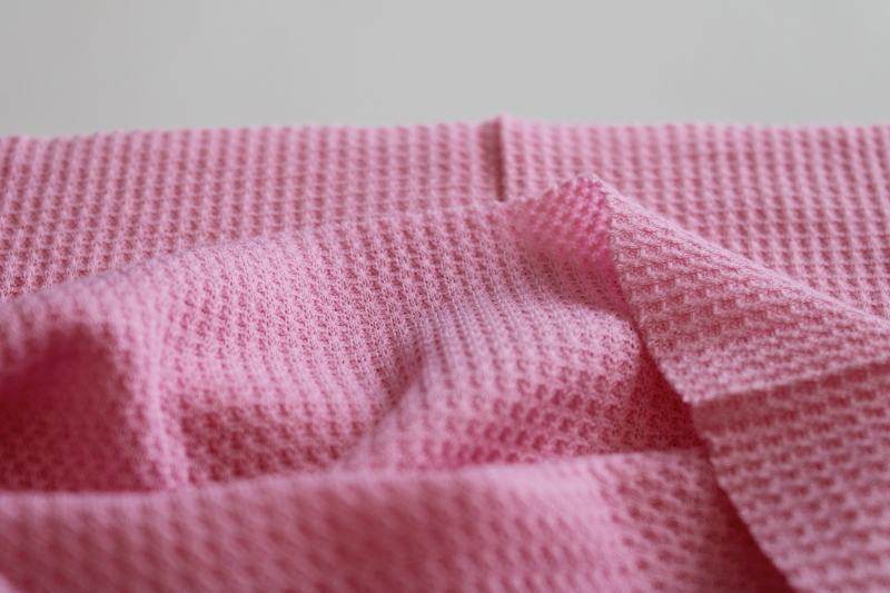 photo of girly pink poly knit thermal fabric w/ waffle texture for retro tshirts, 1990s vintage #3