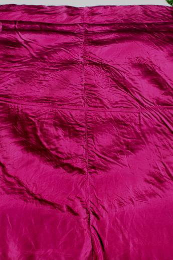 photo of glam hollywood regency vintage comforter, wine purple taffeta bedspread #2