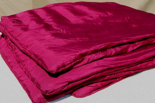 photo of glam hollywood regency vintage comforter, wine purple taffeta bedspread #4