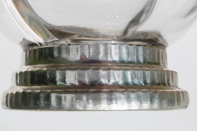 photo of glass condiment bowl or sauce dish w/ ladles, vintage Queen Art Danish Quality pewter, Brooklyn NY #5