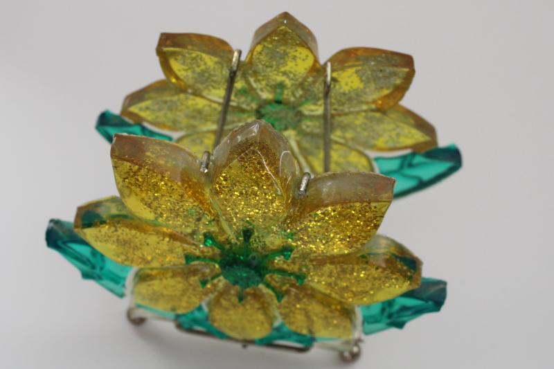 photo of glitter lucite plastic daisy napkin holder, flower power 60s 70s vintage #2