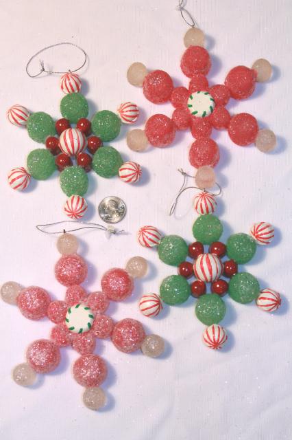 photo of glitter plastic candy Christmas garland & stars, kitschy retro candyland holiday tree decorations #7